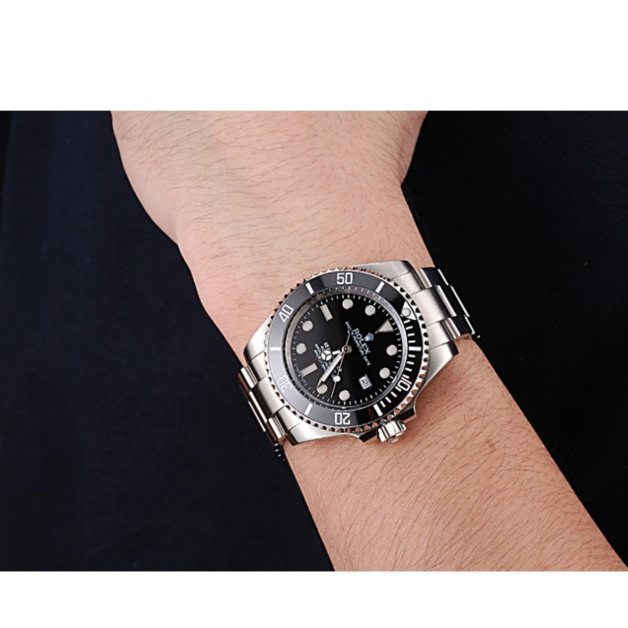 Aaa replica Steel Dwellerr Sky Case Stainless And Rolex 622837 Dial Black Bracelet 0815
